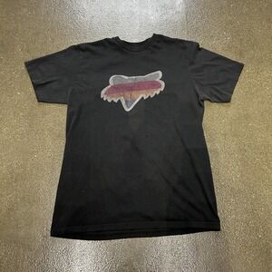 Fox Racing Shirt Mens‎ Medium Black Fox Head Logo Graphic Moto BMX Tee Casual